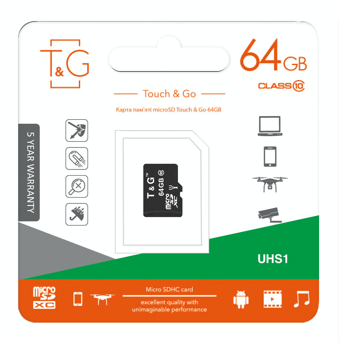 Карта пам`ятi MicroSDXC 64GB UHS-I Class 10 T&G (TG-64GBSDCL10-00)